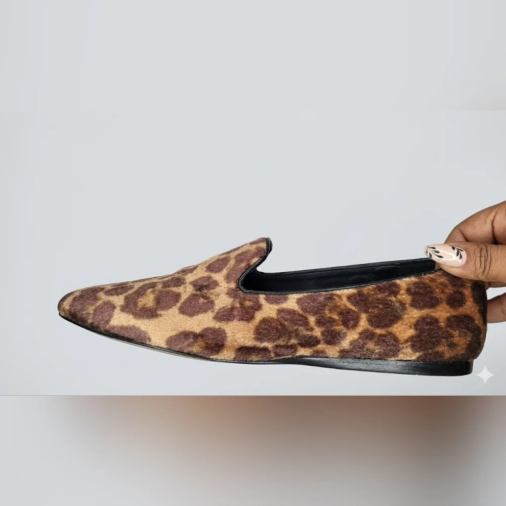 Nine West Leopard Print Pointed Toe Flats - Brown